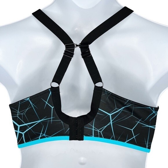 Elomi Energise Sports Bra sz 42DD * Black & Aqua Underwire Like New Convertible - Picture 4 of 5